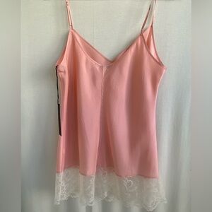 Cream peach color silk cami with a lace
